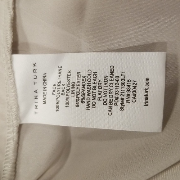 💕TRINA TURK💕 Wrigley Dress ~ Vegan Leather Oyster White 8 NWT - Picture 12 of 12